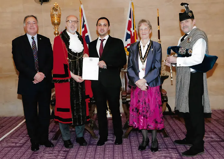 With the mayor of Newcastle Upon Tyne
